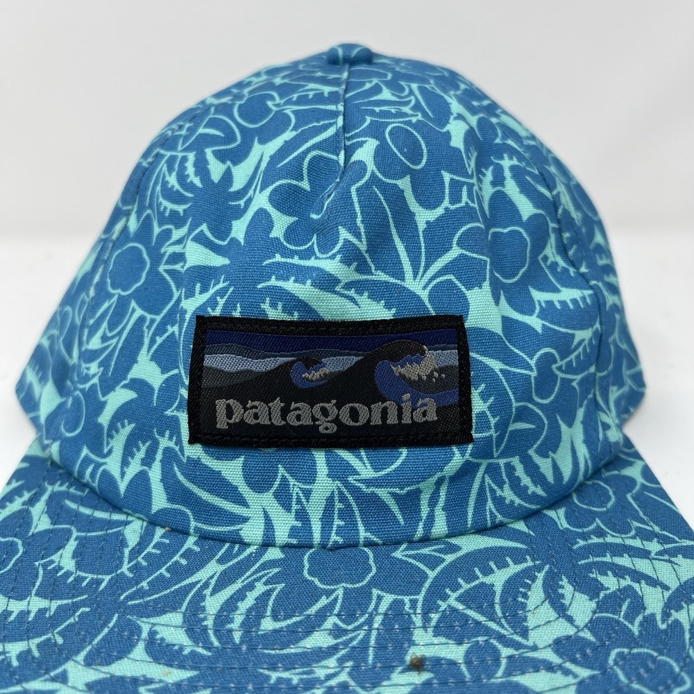 Patagonia Hat Cap Snapback Blue Floral Palm Mens NetPlus Organic Cotton Tropical - Picture 3 of 11